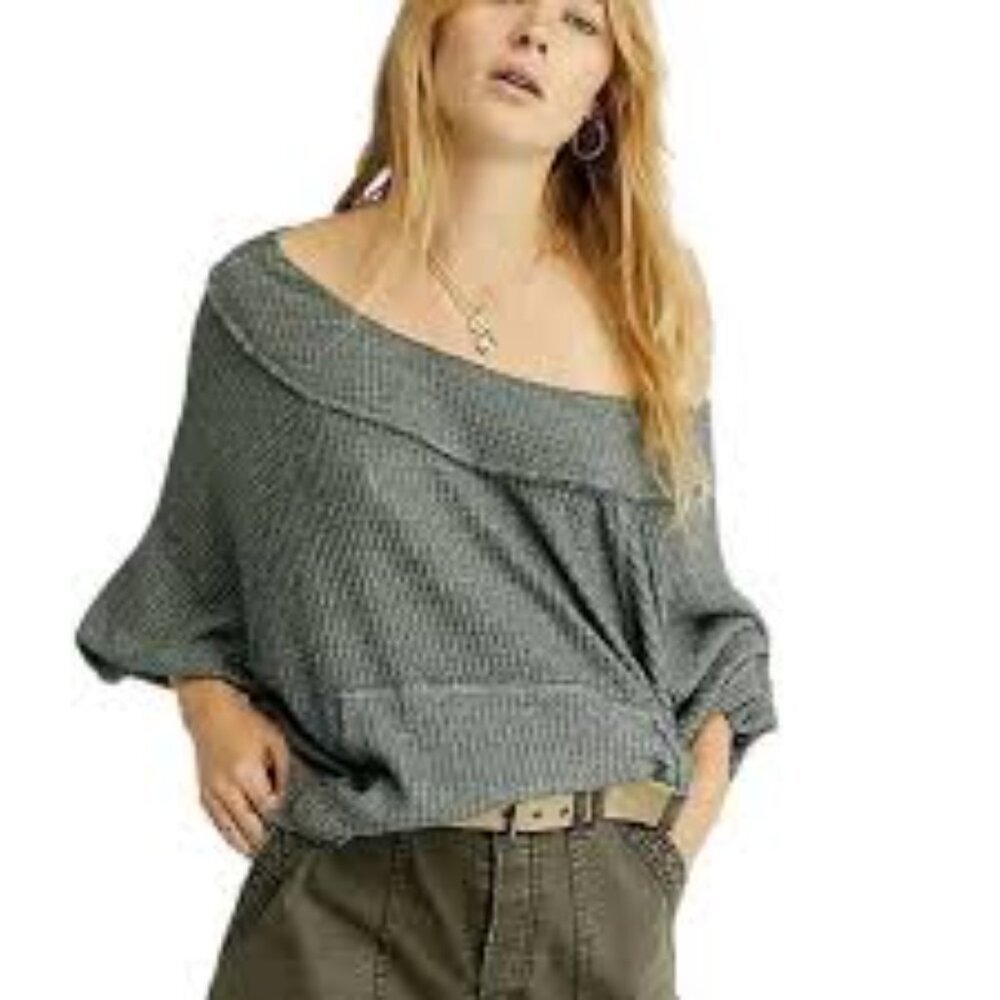 FP We The Free Westend slouchy thermal top small army green
